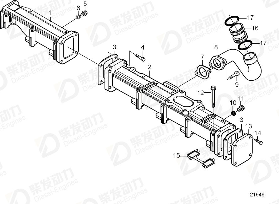 volvo penta Elbow 20405954 Drawing